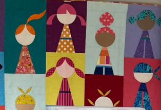 Colorful applique paper doll blocks — fun, playful, and full of personality