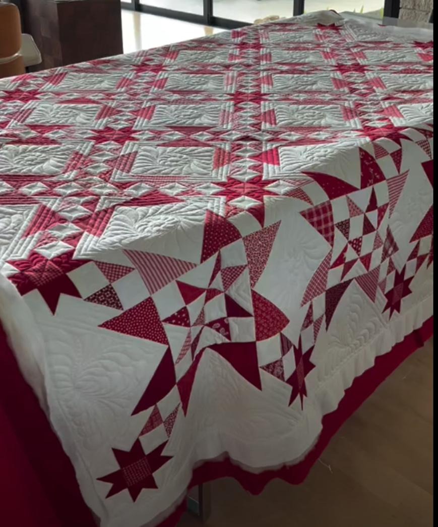 Red and White Sampler quilt — a classic high-contrast sampler showcasing multiple traditional block patterns